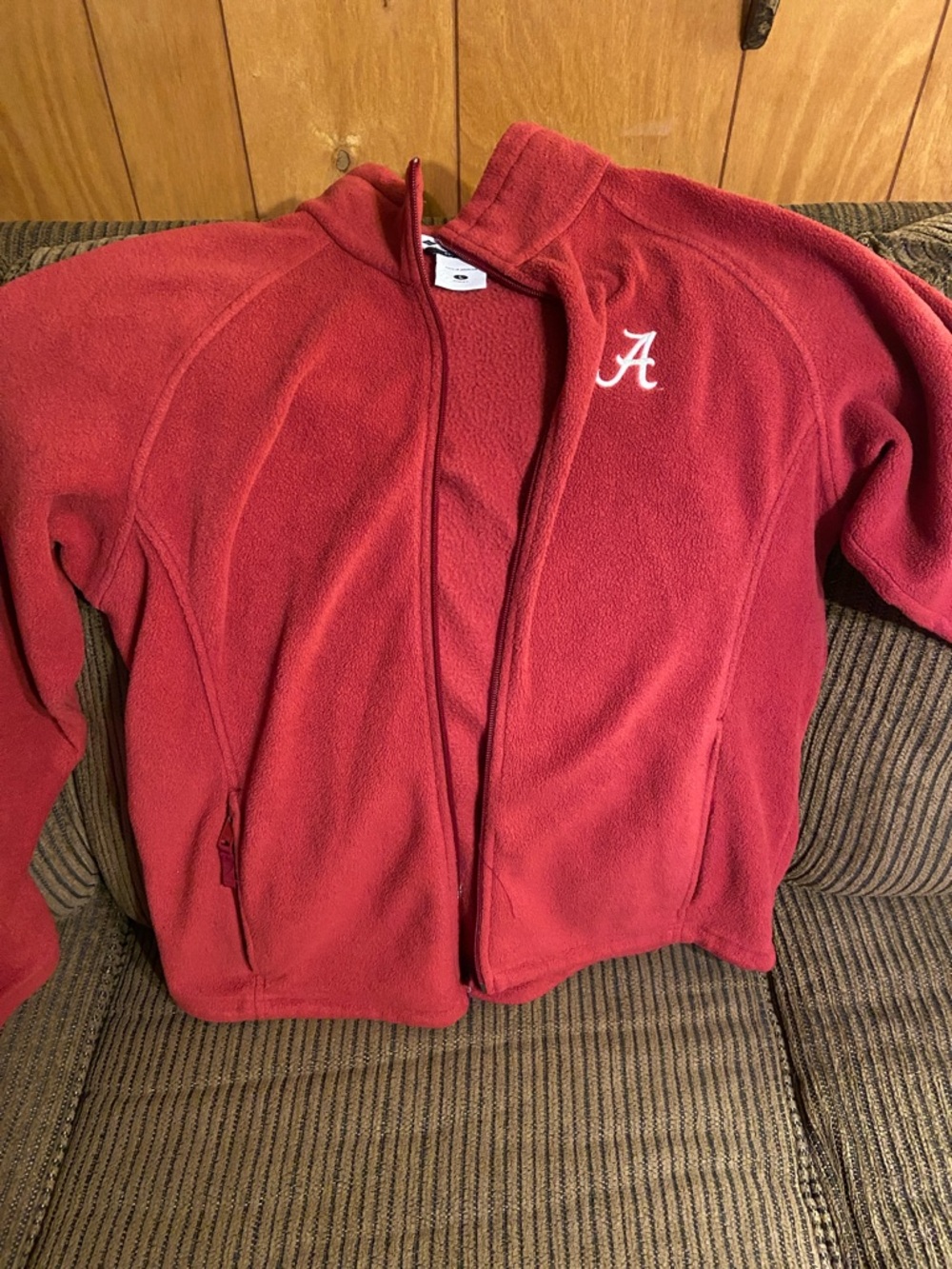 Columbia Red Full-Zip Fleece Jacket with White 'A' Logo